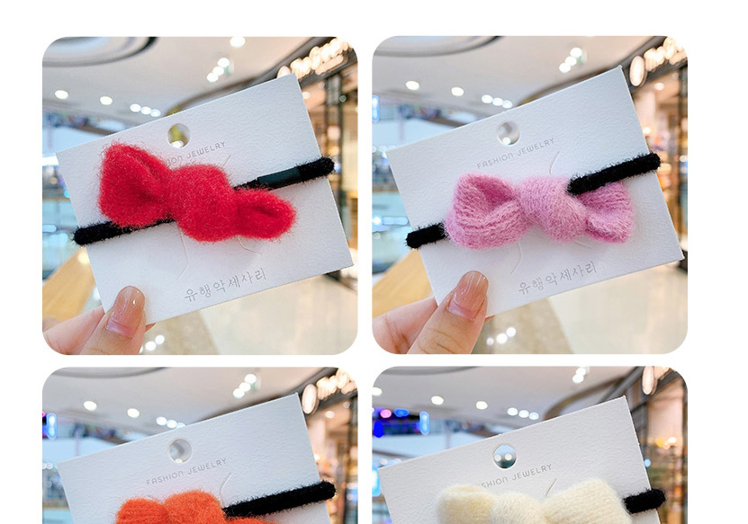 Fashion Rose Pink Childrens Wool Bowknot Hair Rope,Kids Accessories