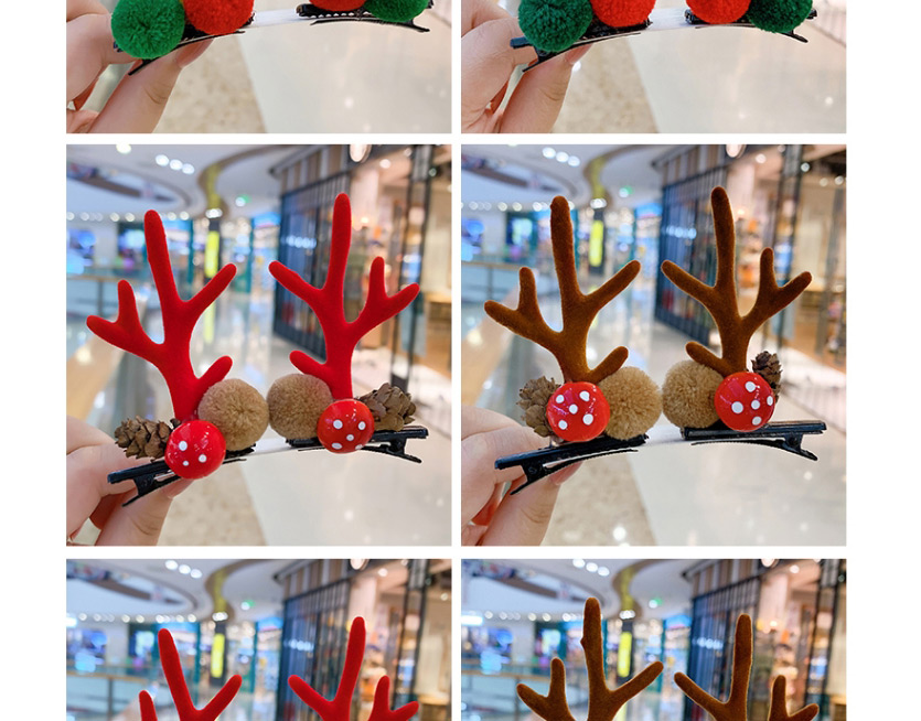 Fashion Ball Ball Red Antlers Christmas Princess Elk Antlers Children Hairpin,Kids Accessories