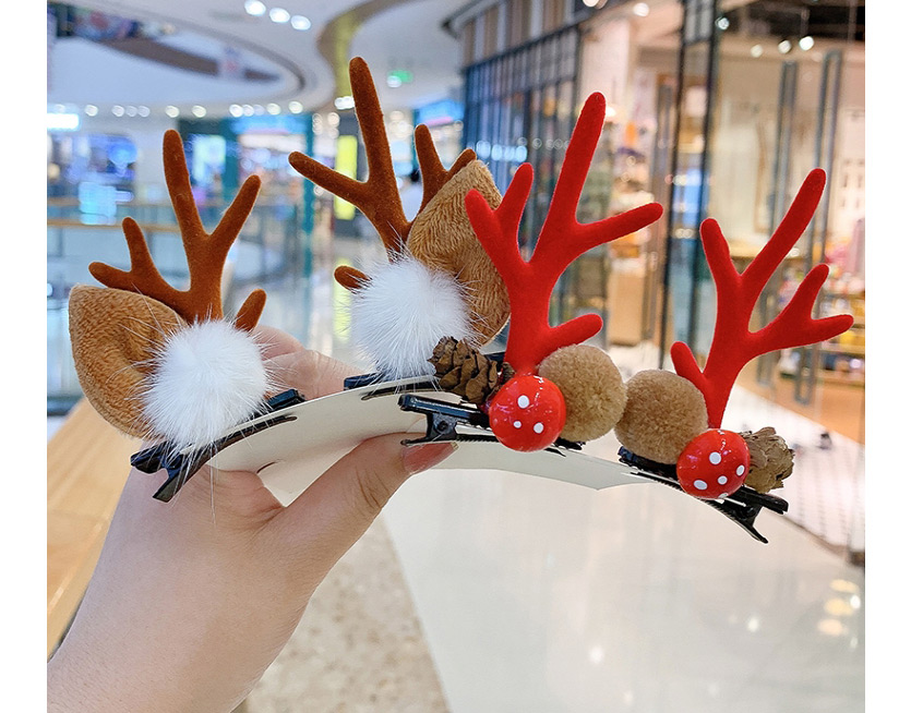 Fashion Ball Ball Red Antlers Christmas Princess Elk Antlers Children Hairpin,Kids Accessories