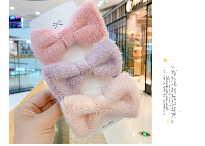 Fashion Big Bow [korean Pink] Duckbill Clip Small Plush Butterfly Combined With Gold Childrens Hairpin,Kids Accessories