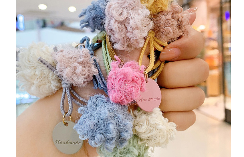 Fashion Pink Ball-hair Rope Ball Plush Contrast Color Alloy Hair Rope,Kids Accessories