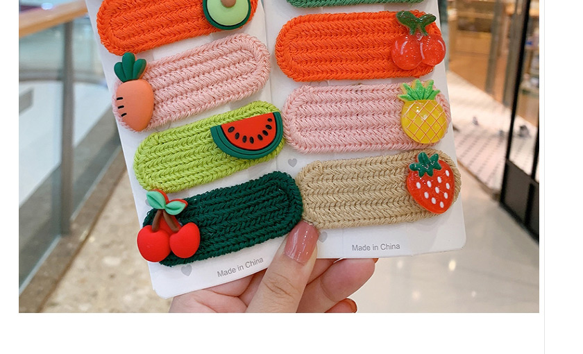 Fashion Cake Series [5 Piece Set] Fruit Wool Knitting Contrast Color Geometric Children Hairpin,Kids Accessories