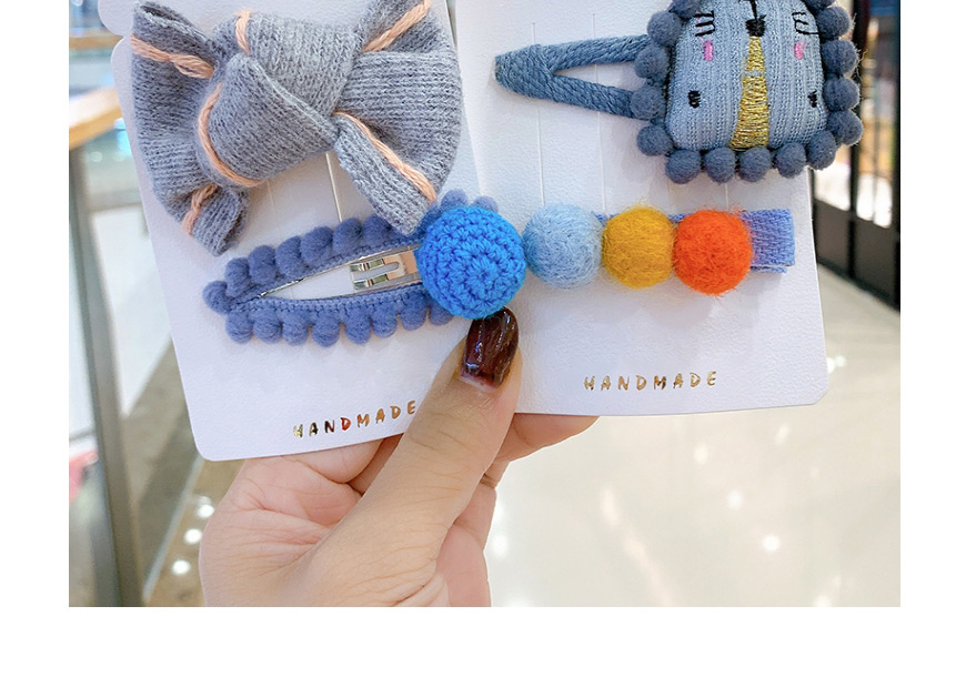 Fashion Two-piece Bow Hairpin Set [blue] Lion Bowknot Ball Hit Color Alloy Childrens Hairpin,Kids Accessories