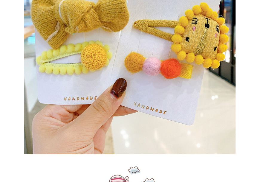 Fashion Two-piece Bow Hairpin Set [blue] Lion Bowknot Ball Hit Color Alloy Childrens Hairpin,Kids Accessories