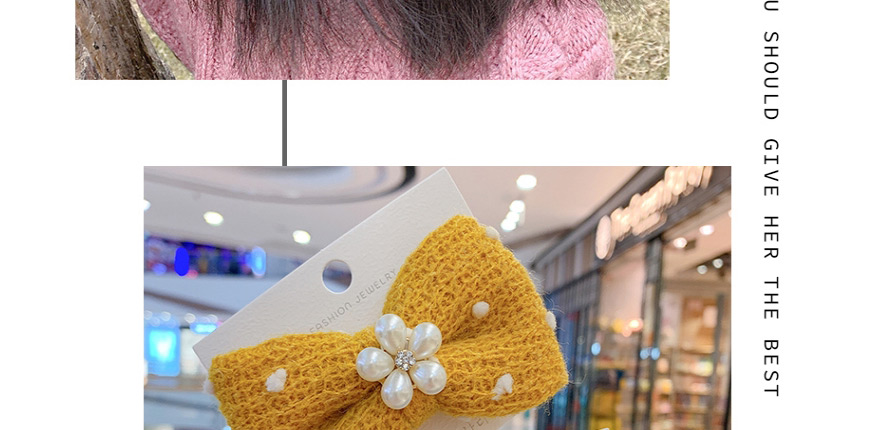 Fashion Blue Bow-hairpin Knitted Yarn Bow And Pearl Flower Hairpin,Kids Accessories