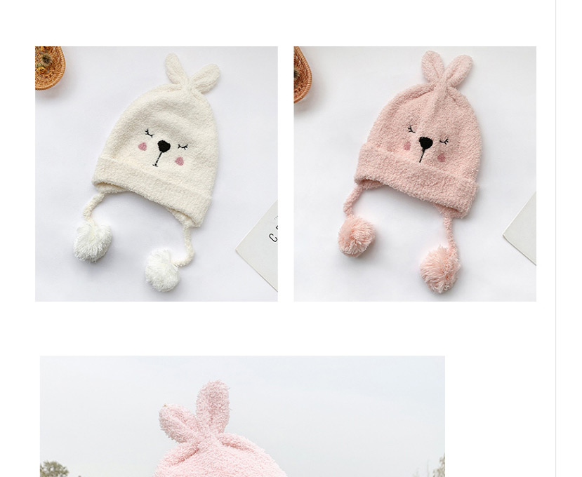 Fashion Beige Bunny 1 To 6 Years Old Bunny Fur Ball Children Hat,Children