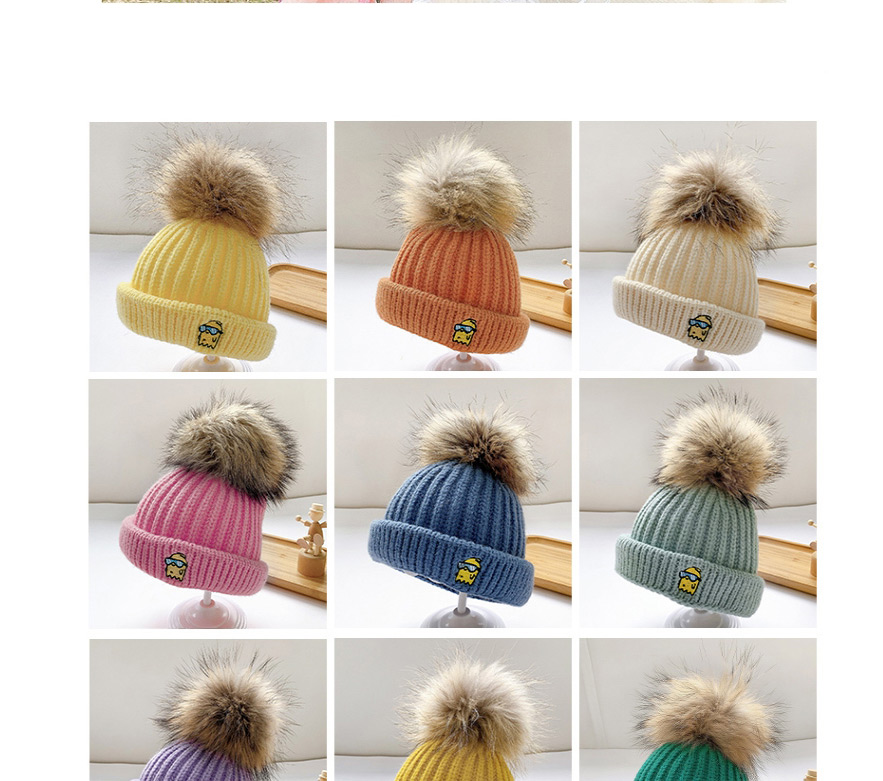 Fashion Beige 0-4 Years Old One Size Knitted Woolen Yellow Man Embroidery Childrens Hat,Children