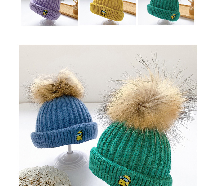 Fashion Blue 0-4 Years Old One Size Knitted Woolen Yellow Man Embroidery Childrens Hat,Children