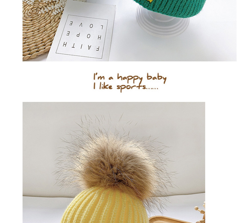 Fashion Light Blue 0-4 Years Old One Size Knitted Woolen Yellow Man Embroidery Childrens Hat,Children