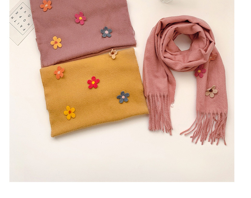Fashion Pink 2 Years Old -12 Years Old Flower Tassel Woolen Knitted Children Scarf,knitting Wool Scaves