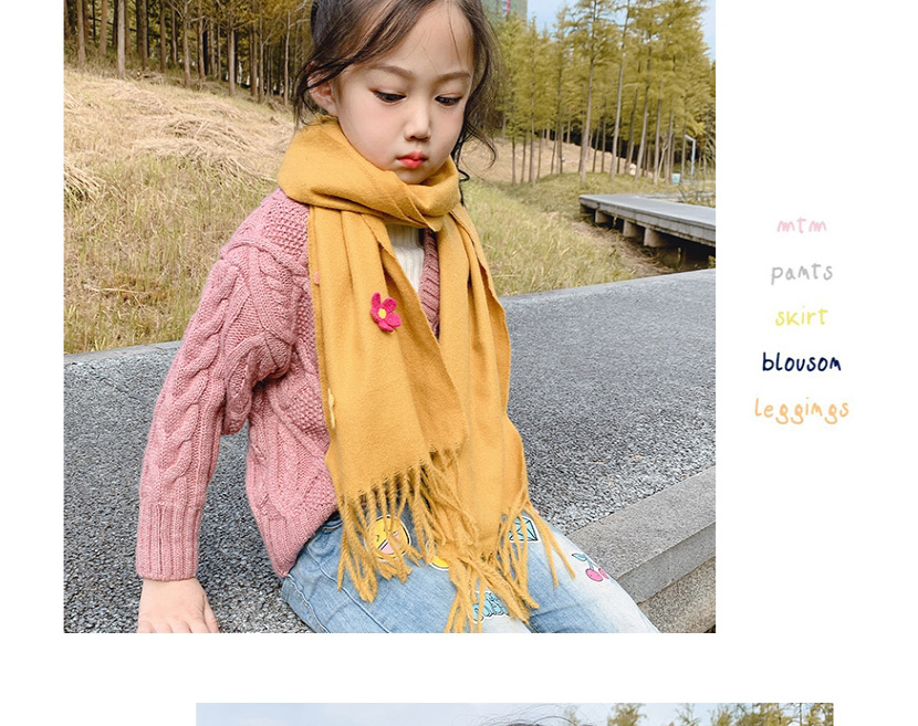 Fashion Khaki 2 Years Old -12 Years Old Flower Tassel Woolen Knitted Children Scarf,knitting Wool Scaves