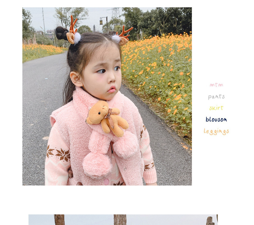 Fashion [korean Pink] 2-12 Years Old Bear Plush Ball Children Scarf,knitting Wool Scaves