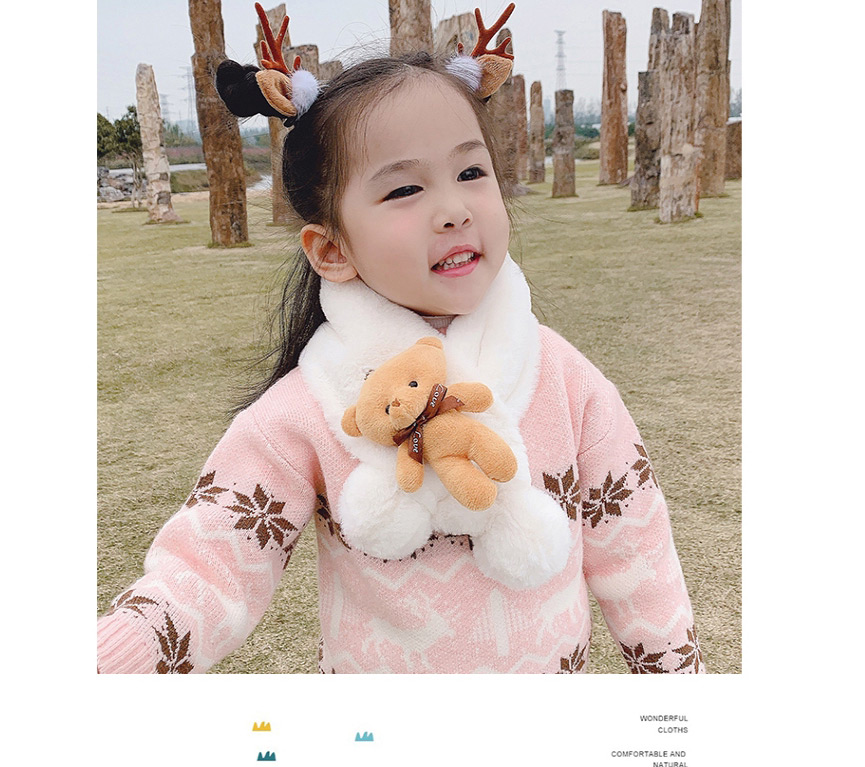 Fashion 【khaki】 Around 2-12 Years Old Bear Plush Ball Children Scarf,knitting Wool Scaves