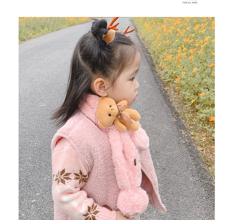 Fashion [korean Pink] 2-12 Years Old Bear Plush Ball Children Scarf,knitting Wool Scaves