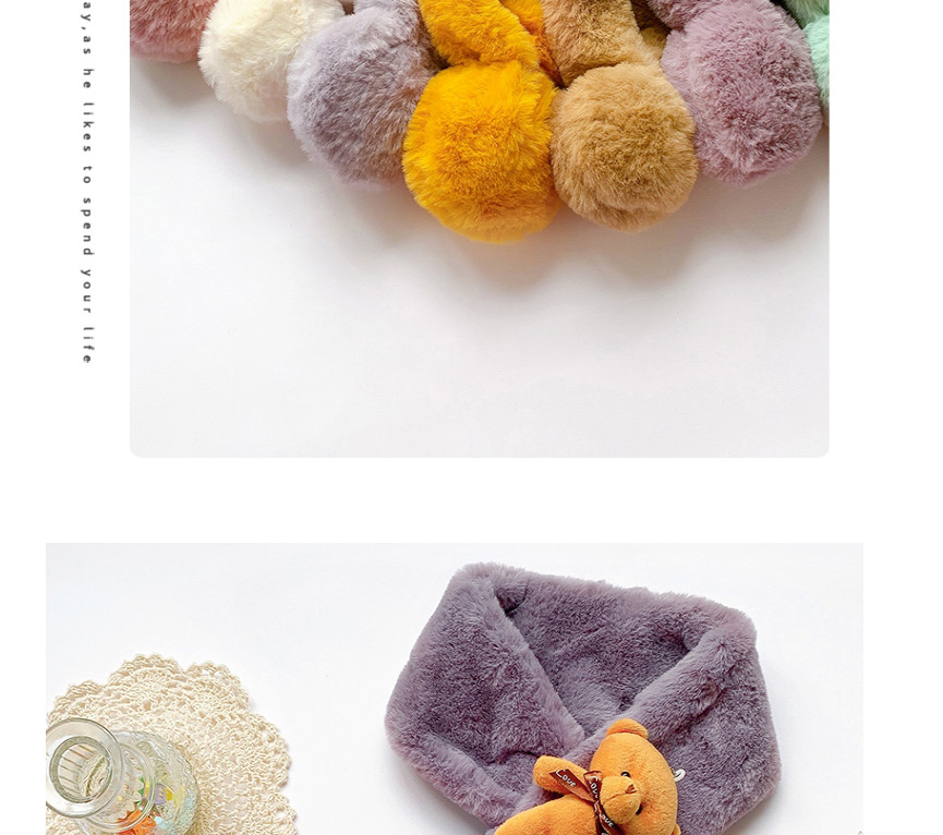 Fashion 【yellow】 Around 2-12 Years Old Bear Plush Ball Children Scarf,knitting Wool Scaves