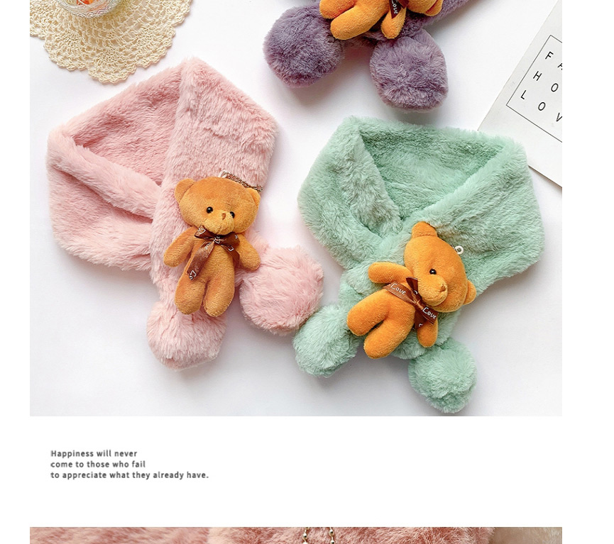 Fashion 【beige】 Around 2-12 Years Old Bear Plush Ball Children Scarf,knitting Wool Scaves