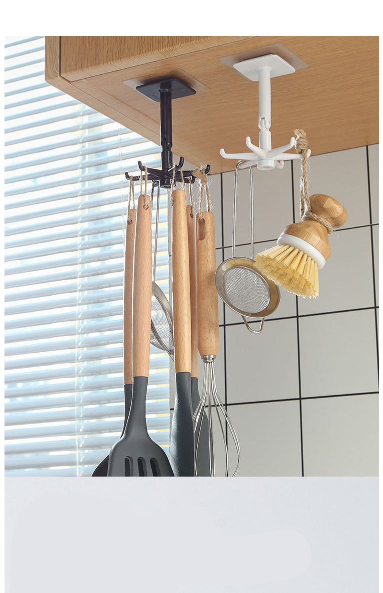 Fashion White Spatula Spoon Knife Storage Rotating Retractable Rack,Household goods