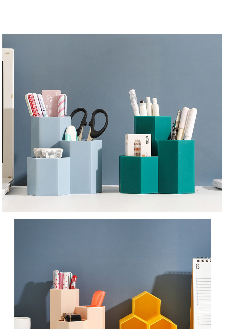 Fashion Light Blue 3 Grid Diamond Multifunctional Desktop Storage Bucket,Pencil Case/Paper Bags
