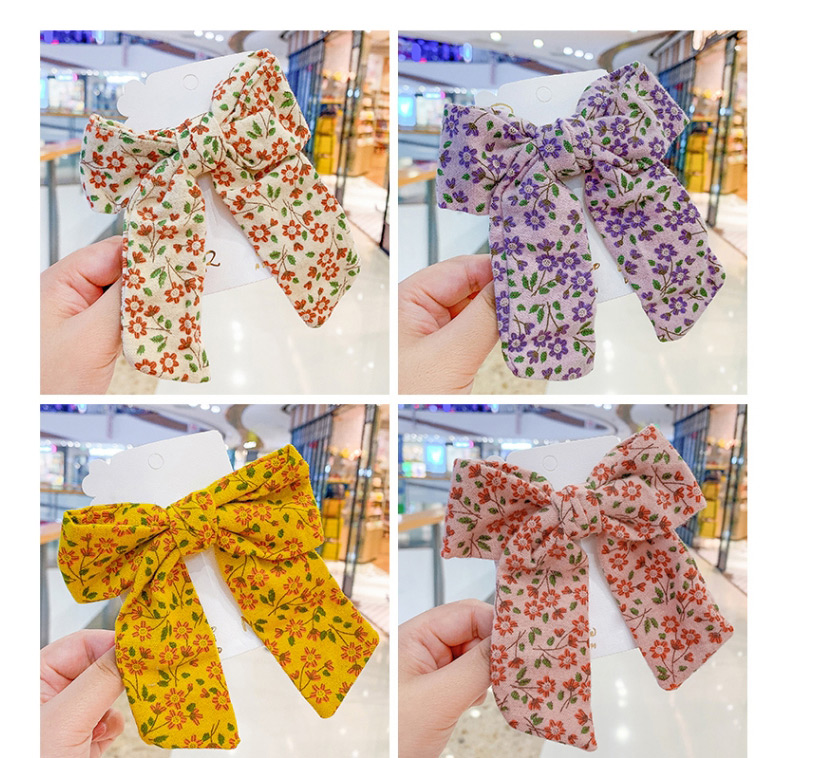 Fashion Floral Bow [yellow] Childrens Hairpin With Fabric Floral Bow,Kids Accessories