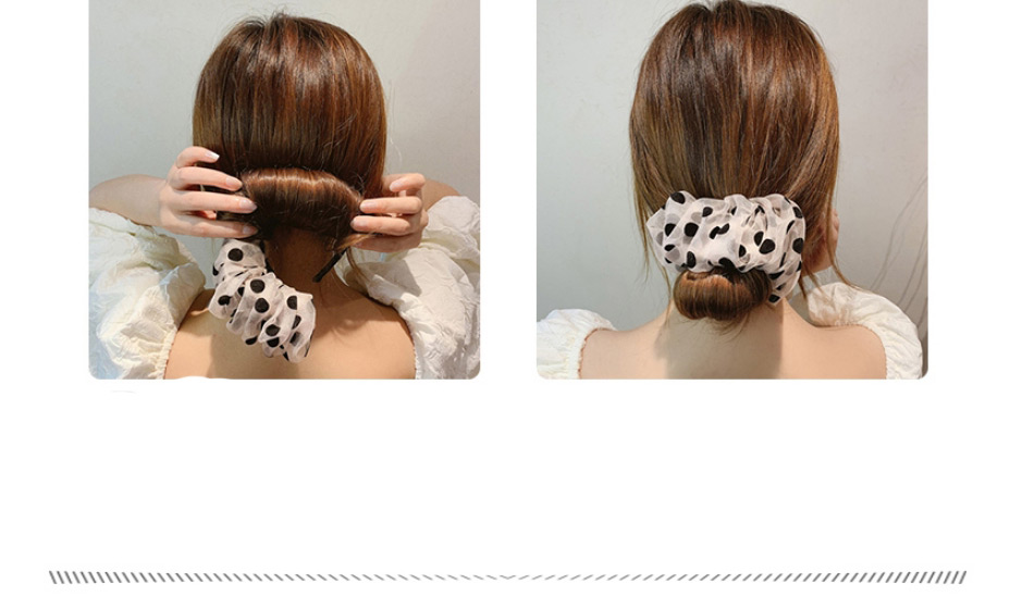 Fashion Black Polka Dot Printing Net Yarn Ball Head Hair Artifact,Hair Ring