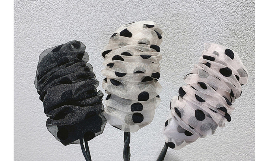 Fashion White Polka Dot Printing Net Yarn Ball Head Hair Artifact,Hair Ring