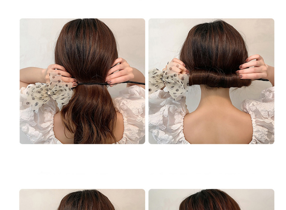 Fashion White Butterfly Polka Dot Print Ball Head Hair Tie Artifact,Hair Ring