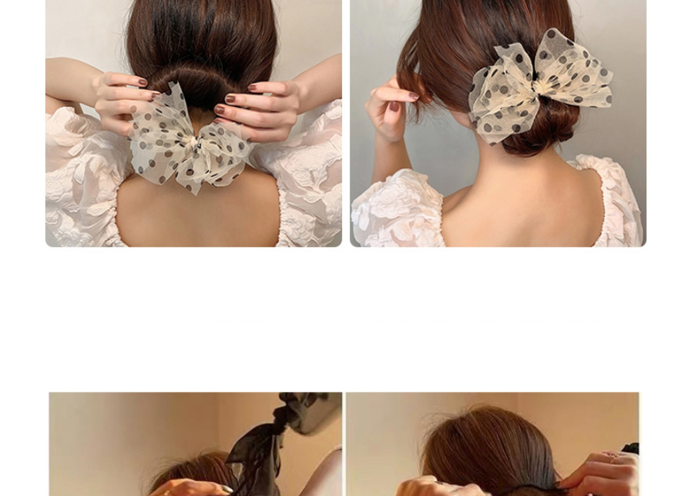 Fashion White Butterfly Polka Dot Print Ball Head Hair Tie Artifact,Hair Ring