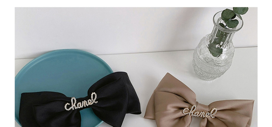 Fashion Gray Big Bow Letter Diamond Alloy Hairpin,Hairpins