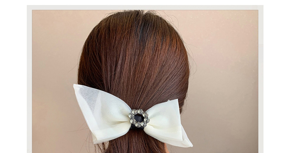 Fashion Creamy-white Alloy Hairpin With Bow And Diamond Flower,Hairpins