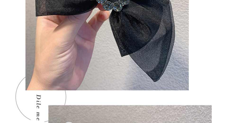 Fashion Black Alloy Hairpin With Bow And Diamond Flower,Hairpins