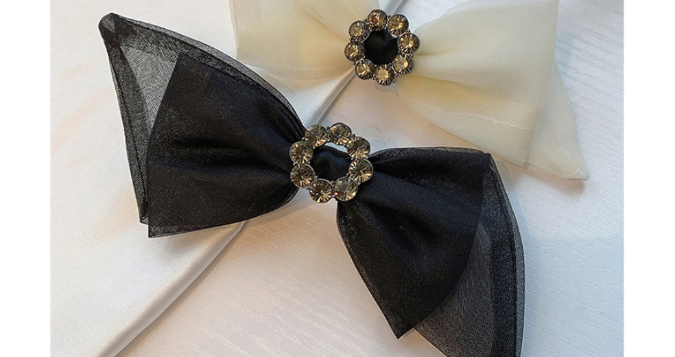 Fashion Black Alloy Hairpin With Bow And Diamond Flower,Hairpins