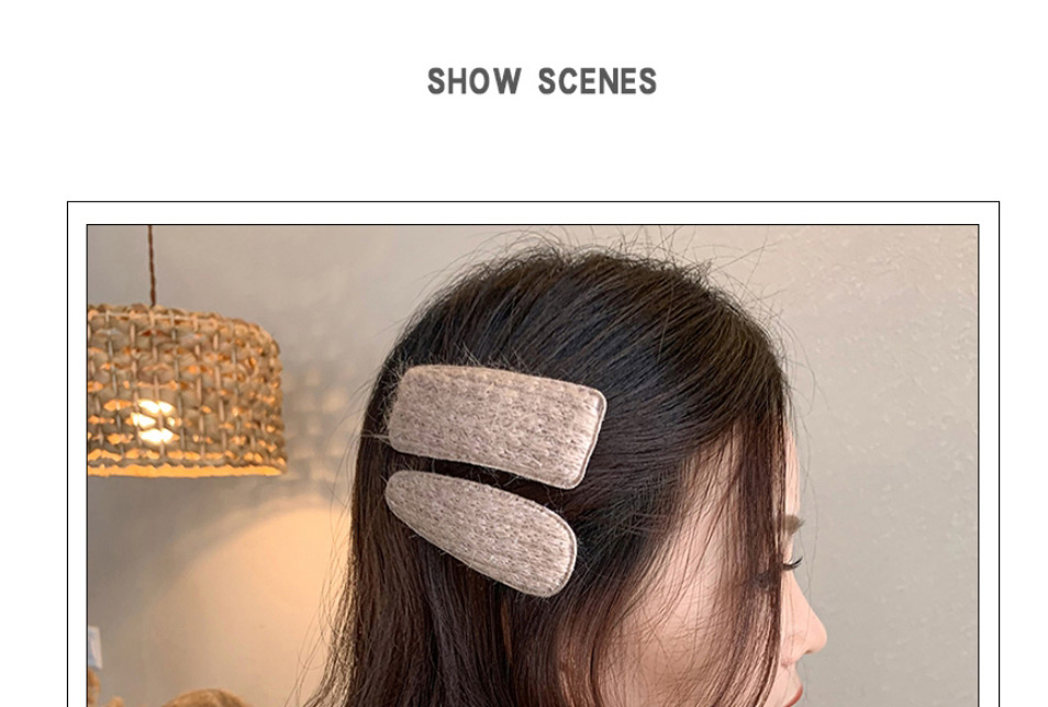 Fashion Apricot Square Wool Knitted Geometric Alloy Hairpin,Hairpins