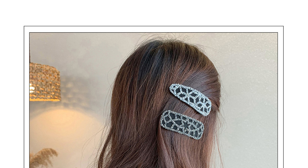 Fashion Silver Color Drop Shape Diamond Mesh Geometric Alloy Hairpin,Hairpins