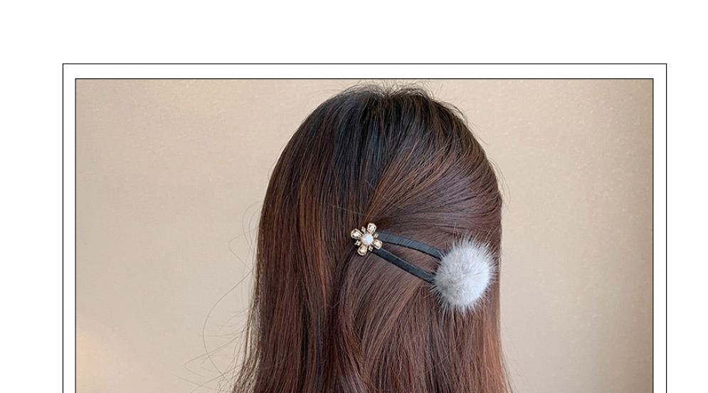 Fashion Khaki Yellow Plush Pearl Flower Geometric Alloy Hairpin,Hairpins