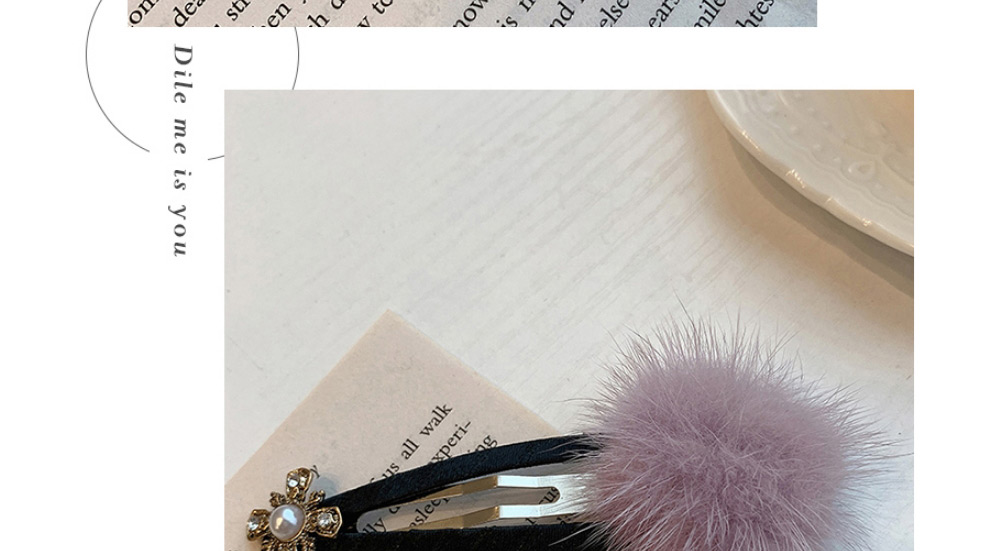 Fashion Purple Plush Pearl Flower Geometric Alloy Hairpin,Hairpins