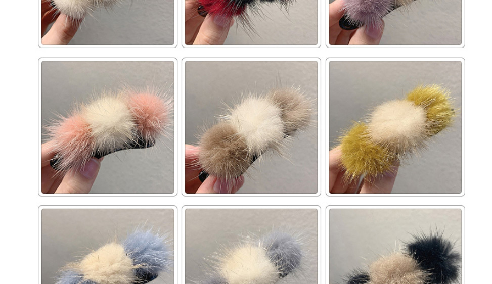 Fashion Off-white Ball Plush Hit Color Catch Hair Clip,Hair Claws
