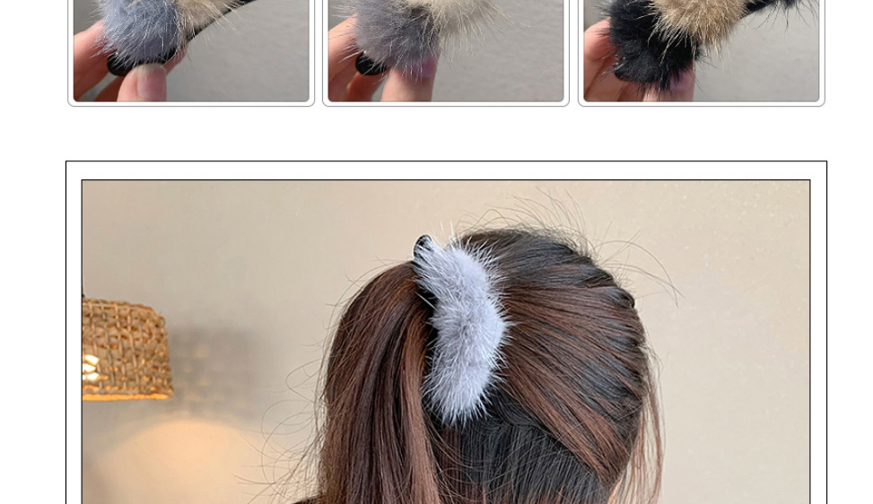 Fashion Gray Ball Plush Hit Color Catch Hair Clip,Hair Claws