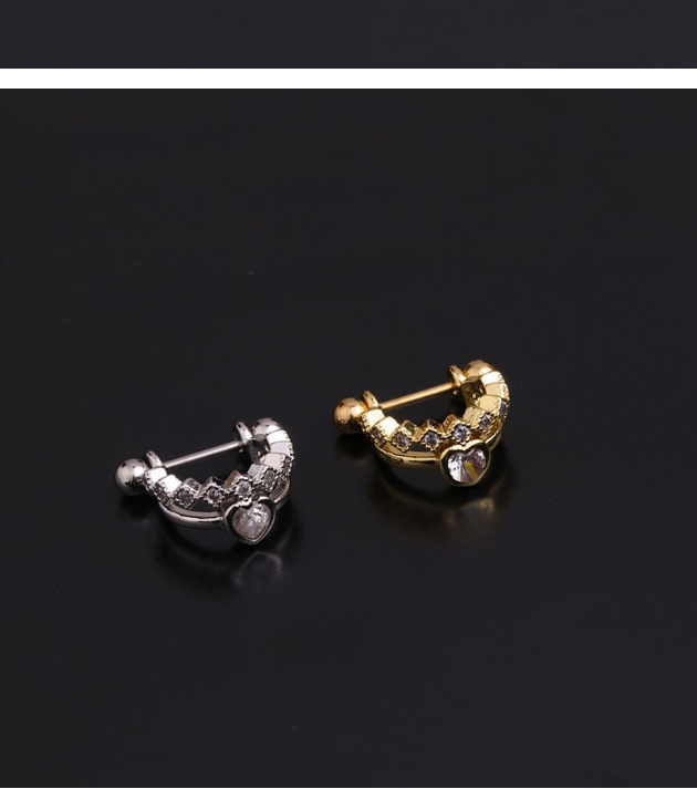 Fashion 6#gold Stainless Steel Inlaid Zircon U-shaped Geometric Ear Clip,Earrings