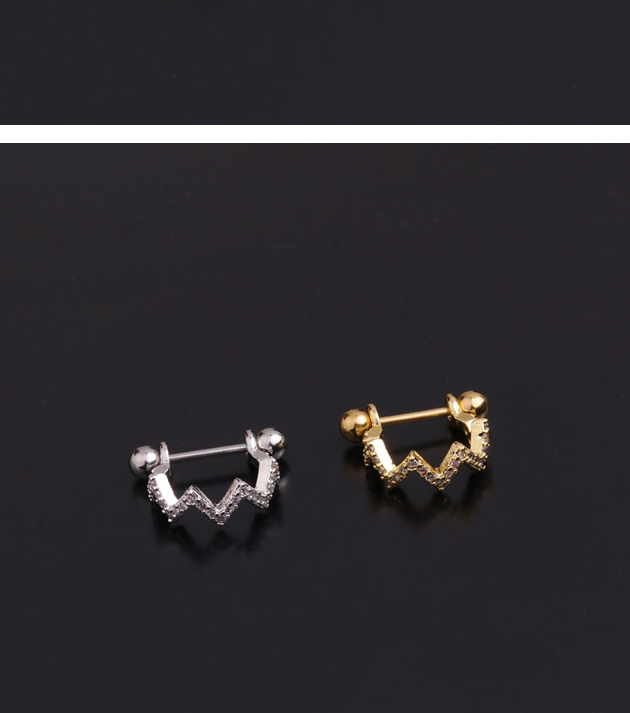 Fashion 1#gold Stainless Steel Inlaid Zircon U-shaped Geometric Ear Clips,Earrings
