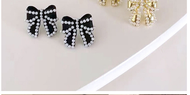 Fashion Black Bow Pearl Earrings,Stud Earrings