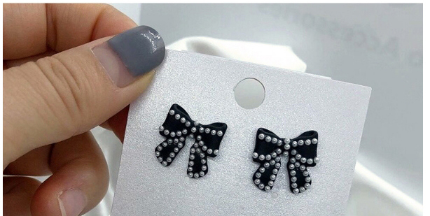Fashion Black Bow Pearl Earrings,Stud Earrings