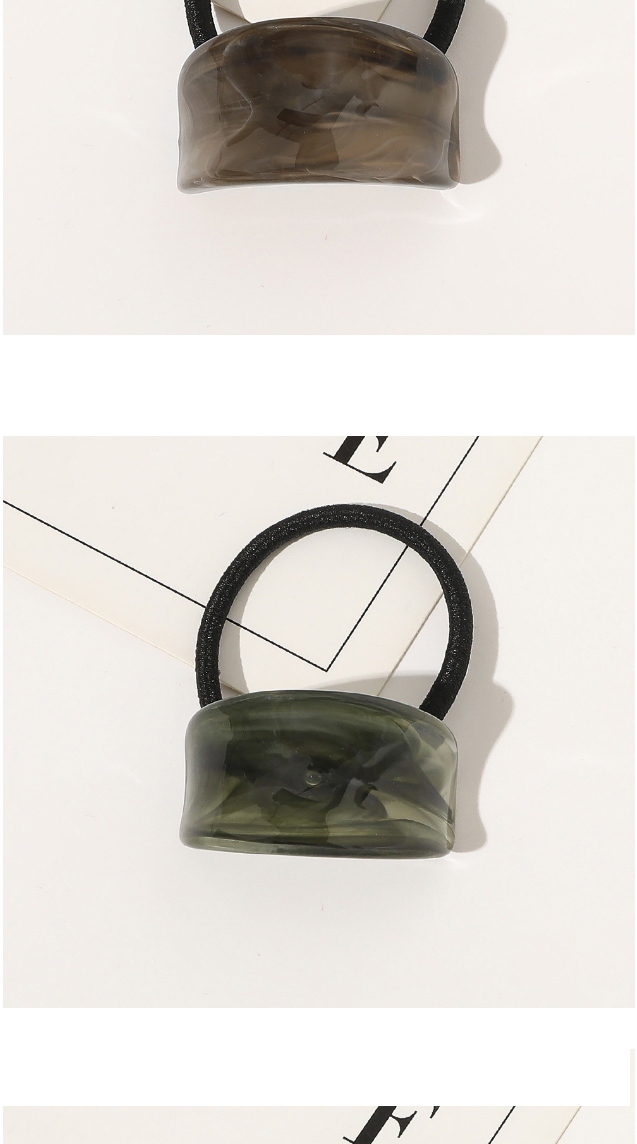 Fashion Convex Grass Green Resin-like Geometric Concave-convex Hair Rope,Hair Ring