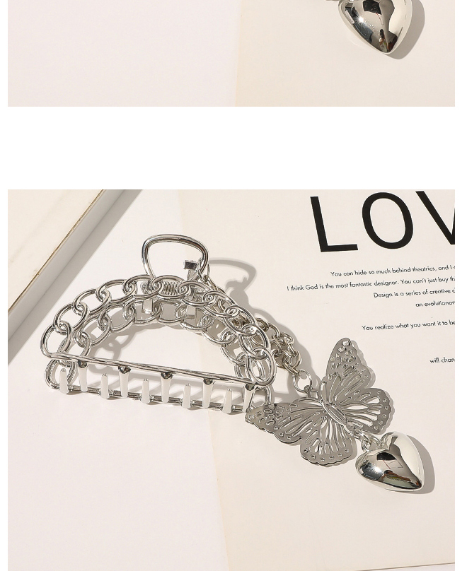 Fashion Chain Crescent Butterfly Pendant Alloy Geometric Clamp,Hair Claws