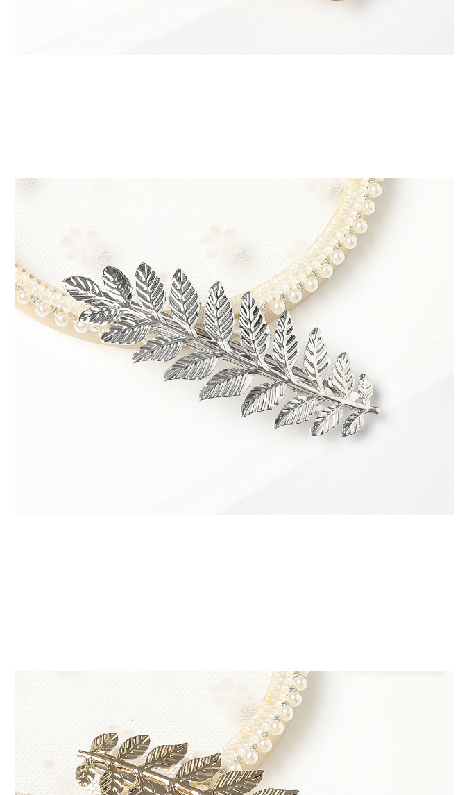 Fashion New Alloy Leaf Spring Clip-gold Alloy Leaf Gold Coin Portrait Geometric Headband Hairpin,Hairpins