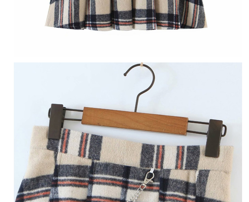 Fashion Plaid Chain Check High-waist Woolen A-line Skirt,Skirts