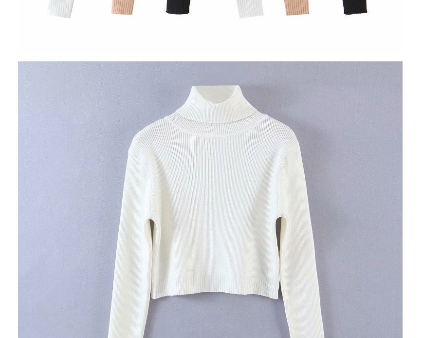 Fashion Black Turtleneck Cardigan Contrast Knit Pullover,Sweater