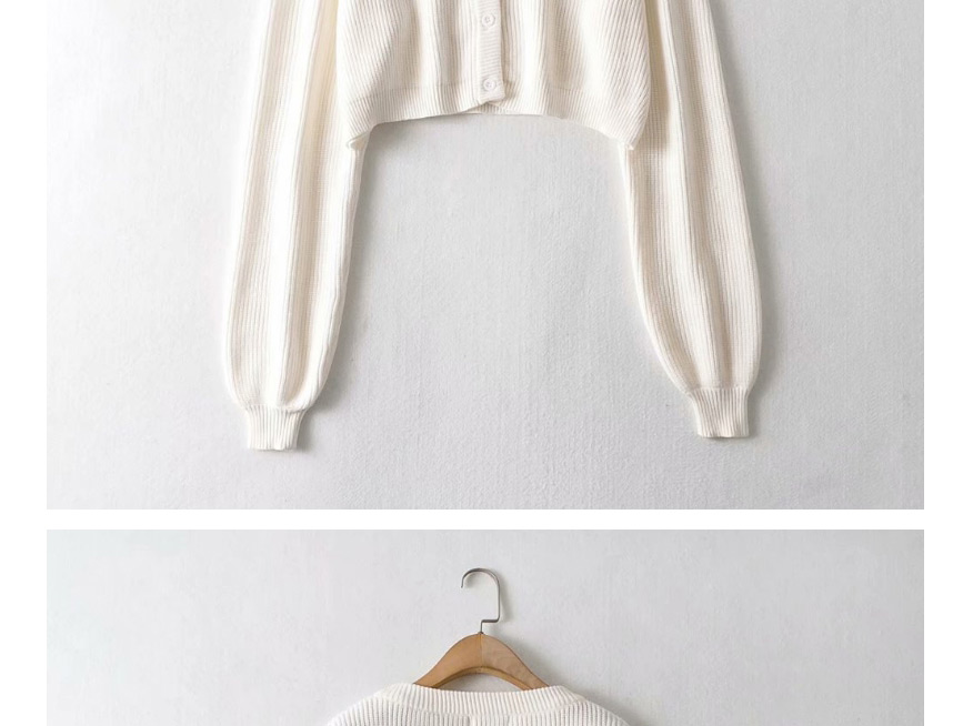 Fashion White V-neck Cardigan Beaded Knit Sleeve Bottoming Sweater,SLEEPWEAR & UNDERWEAR