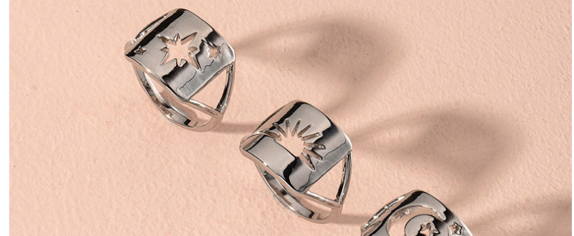 Fashion Silver Hollow Geometric Alloy Ring Set,Rings Set