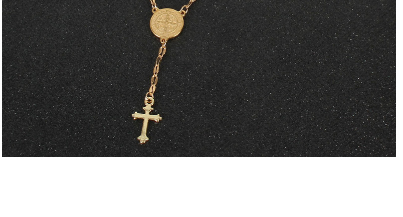 Fashion Golden Thin Chain Medallion Alloy Cross Pendant Necklace,Pendants