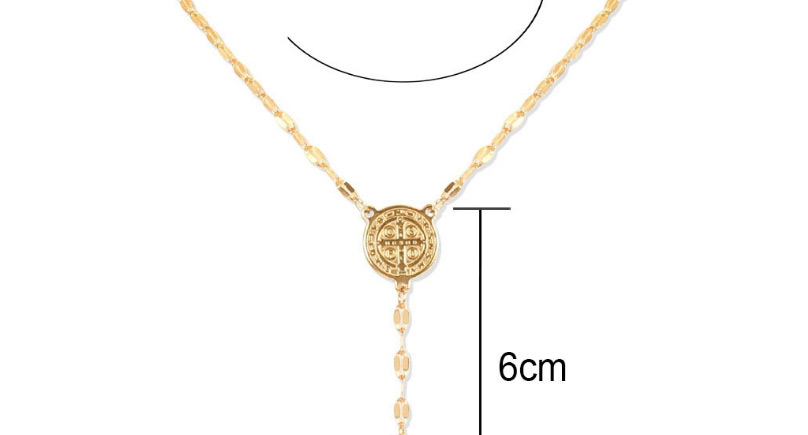 Fashion Golden Thin Chain Medallion Alloy Cross Pendant Necklace,Pendants